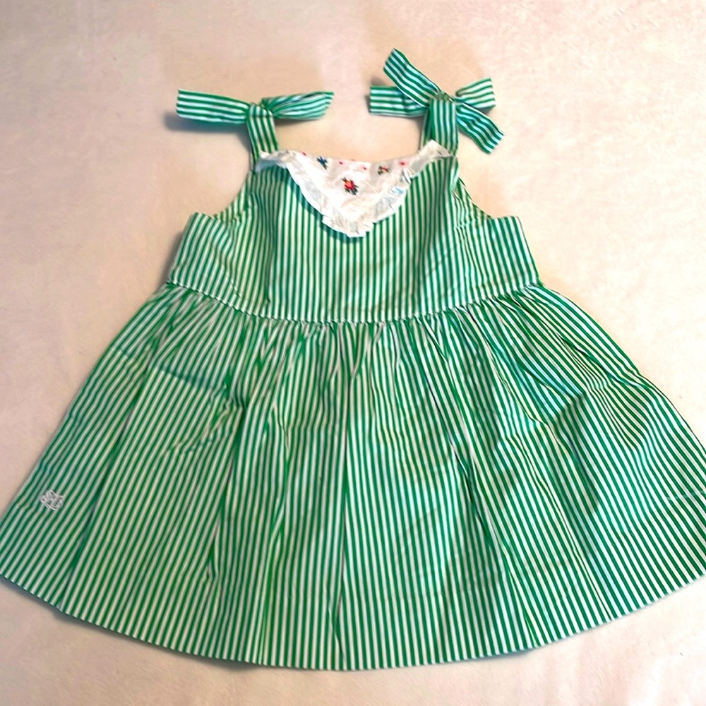 Ralph Lauren striped green dress !! 12 months like new ! - Picture 1 of 5